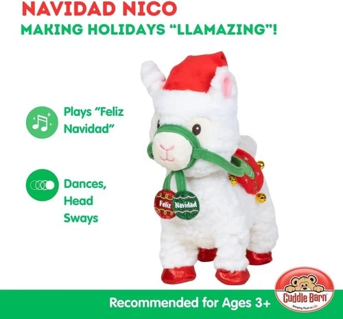 Animated Christmas Walking Musical Plush Llama Toy Plays Feliz Navidad, 10.5 in