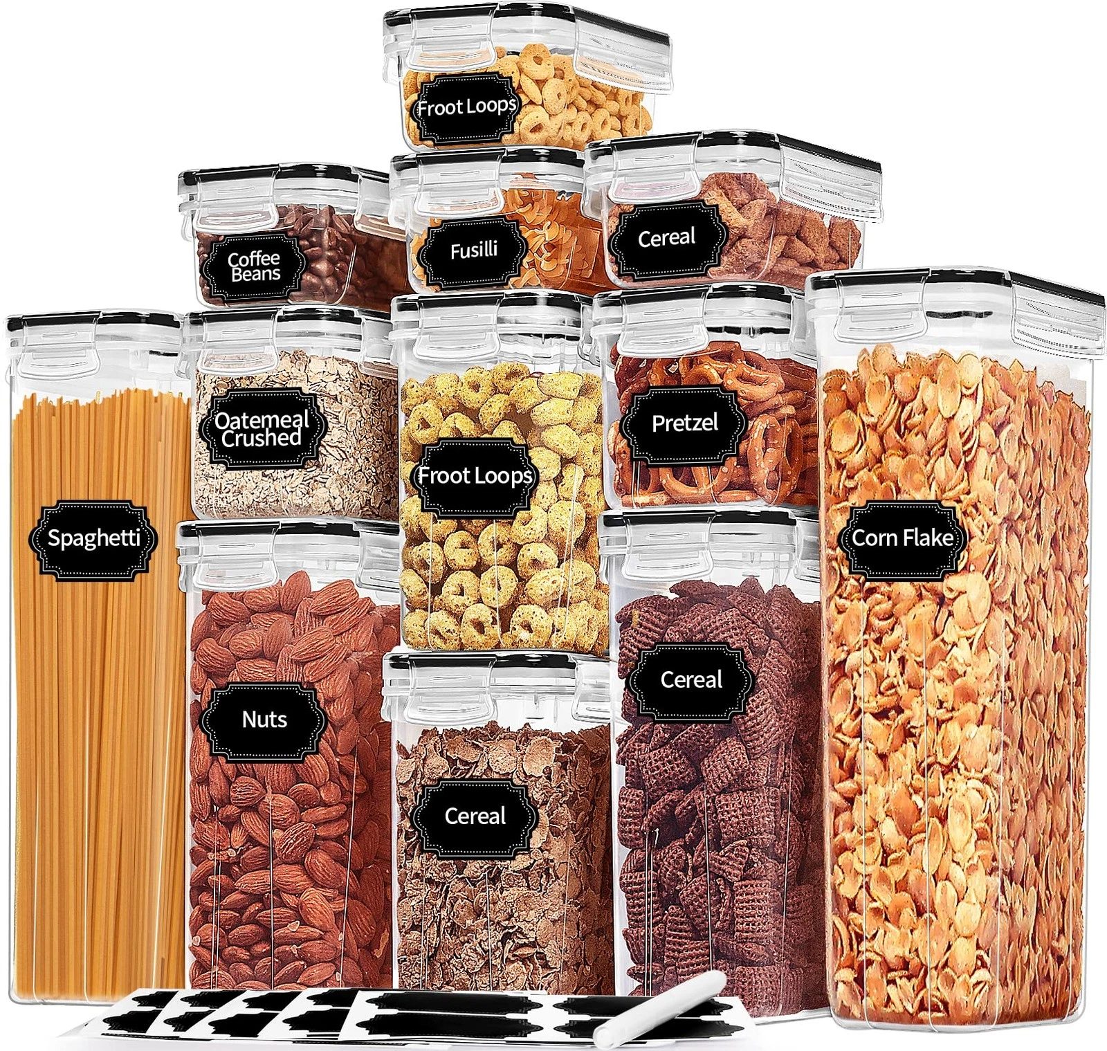 Airtight Food Storage Containers with Lids, 12PCS Plastic Kitchen Storage Con...