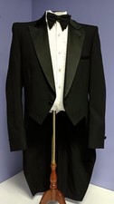 Vintage 80's Men's Pierre Cardin Black Fully Lined Tail Tuxedo Coat 38XL