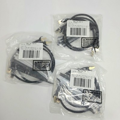 Maximm Cat7 SFTP LAN Cable 2ft Set of 3 w/Ties & Clips Ethernet C7C03BK2