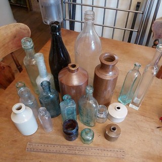 Job Lot of Victorian Glass Bottles Various Sizes and Styles