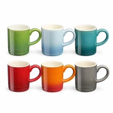 Espresso Coffee Cups Set of 6 Stoneware Multicolour Mug 100ml Cooks Professional