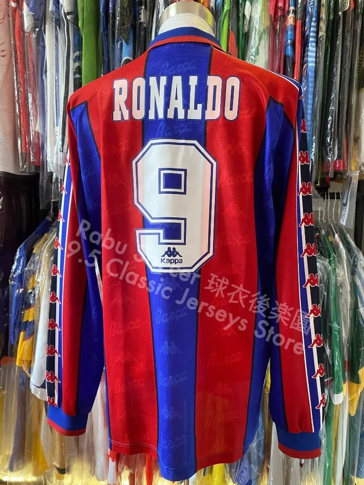 Kappa FC Barcelona 96/97 Home Kit #9 Ronaldo Camiseta Manga Larga XL Excelente - Imagen 2 de 4