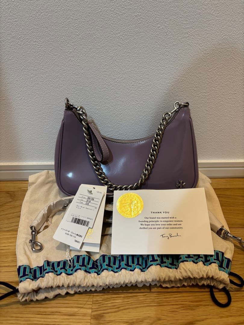 Tory Burch Mercer Patent Small Crescent Bag in Purple Leather Women's From Japan thumbnail 11