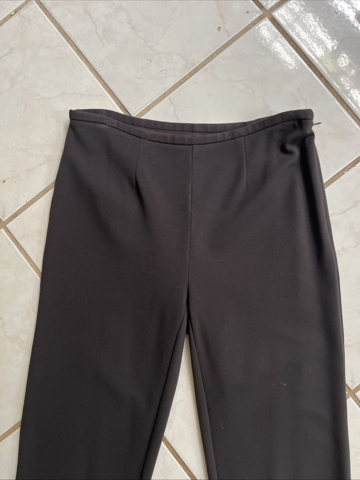 WORTH NEW YORK NEW! Dk Chocolate Brown Side Zip Straight Leg Knit Pants Sz 4