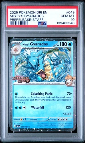 2025 POKEMON DRI EN-DESTINED RIVALS PRERELEASE-STAFF MISTY'S GYARADOS PSA 10