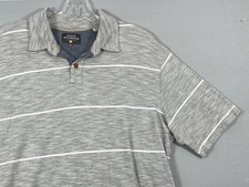 Quiksilver Polo Shirt Mens Large Gray Stripe Waterman Collection Stretch Knit