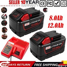 Battery Replace Milwaukee M18 18V 12.0AH Extended Lithium 48-11-1880 or Charger