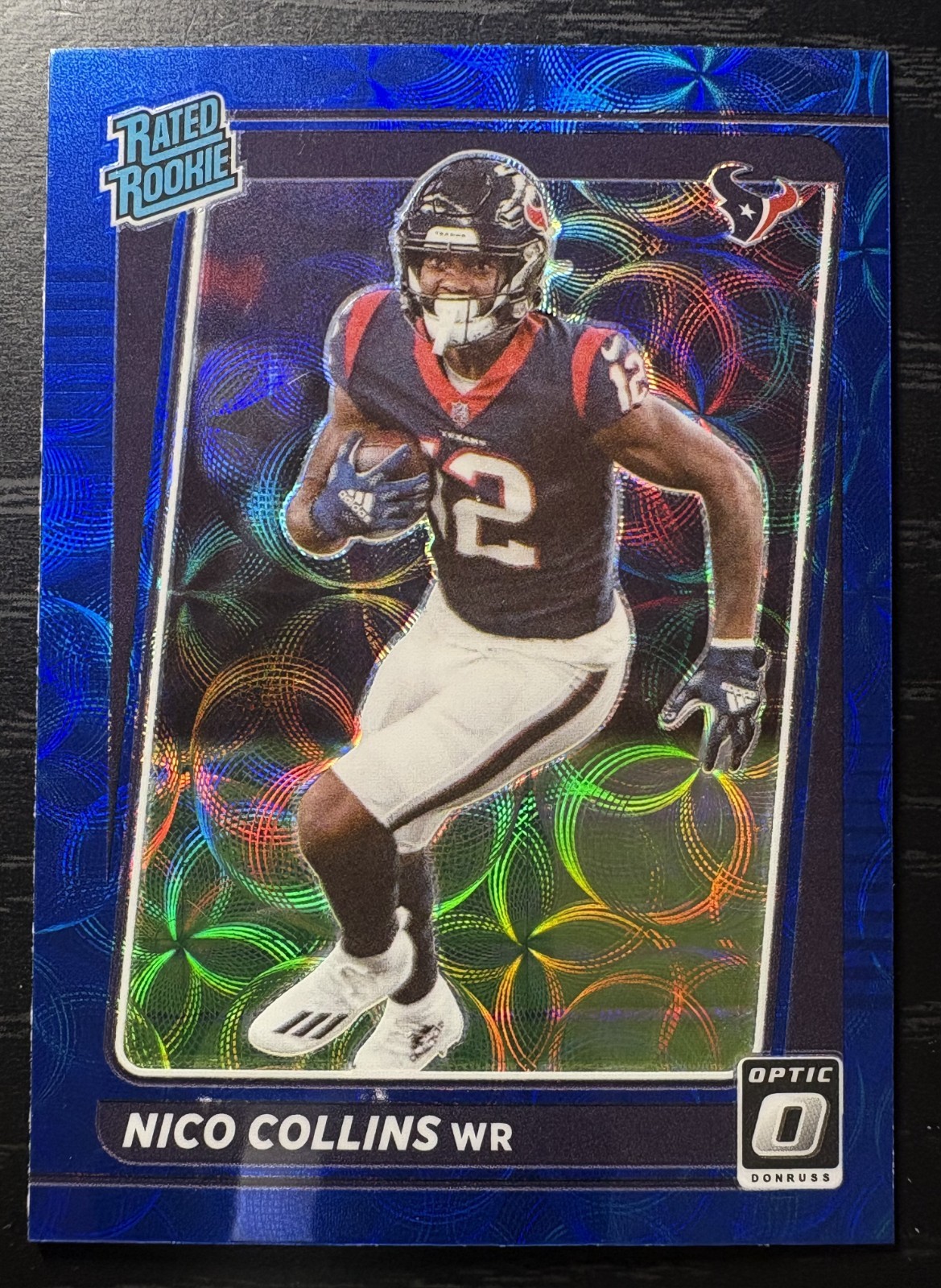 2021 Donruss Optic -Nico Collins Rated Rookie #230 Blue Scope Prizm (RC) Texans