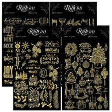 Merry Christmas Quotes Gold Foil Rub-on Transfer Stickers for Paper Glass Wood