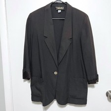 Vintage Casablanca Womens Blazer Size 12 Black Single Button Cuffed Classic Chic