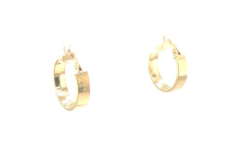 14K YELLOW GOLD SMALL ROUND HOOP EARRINGS ladies 585 polished shiny Italy gift - Picture 7 of 9