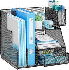 Marbrasse Desk Organizer and Accessories, 3-Tier File Organizer with Drawer and 
