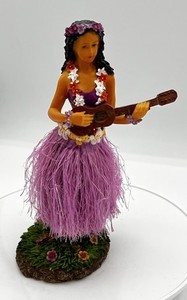 Vintage Target Hula Girl Figurine 2006 Tropical Tiki Decor Ukulele Grass Skirt
