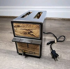 Vintage PROCTOR-SILEX Toaster 2 Slice Model T205N Chrome Wood USA