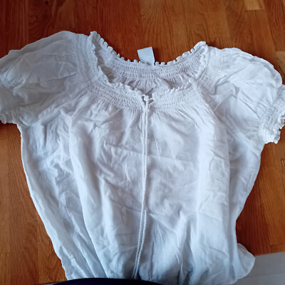 süße Bluse  T-Shirt weiß kurze Arme Gummibund Gr. M 36 38 von Vero Moda
