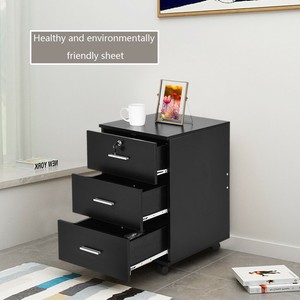 3 Drawers Wooden Mobile File Cabinet Bedside Table With ...