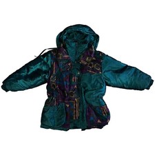 Vintage Giacca Young Gallery Women’s Sz 10-12 Medium Green Multicolor Warm Coat