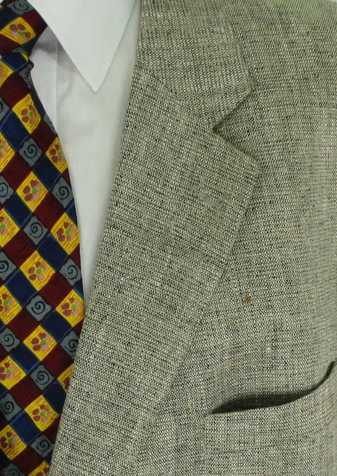 52 L Jos A Ufer Beige Reine Seide Tweed 2 Knöpfe Herren Jacke Sport Blazer Mint - Bild 3 von 4