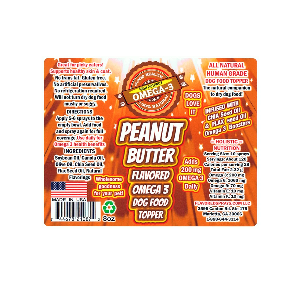 Coberturas de comida de cachorro sabor ômega 3 bacon, queijo e manteiga de amendoim - Imagem 3 de 4