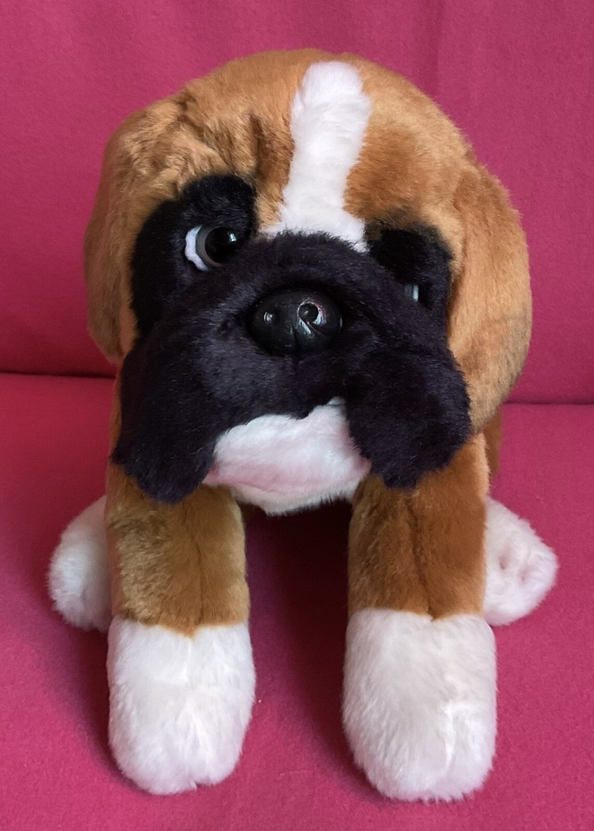 Russ Yomiko Classics Boxer Brown Cream Black Laying Dog Soft Plush