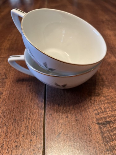 Fine China of Japan Tea Cup Golden Rose Flat Style Vintage Set Of 2 - Picture 7 of 7