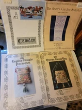 (4) Queen Sweet Bag, English Sampler Pincushion, Secret Garden + Camden Patterns