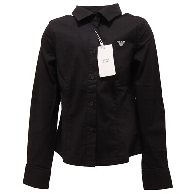 1148T camicia bimba ARMANI JUNIOR nero manica lunga shirt kid