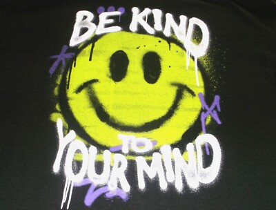 DOM Be Kind to Your Mind Graffiti T Shirt Men Short Sleeves Sz 2XL Black Tee