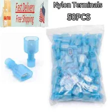 Nylon Male Insulated Wire Terminal Spade Crimp Connector 16-14 Gauge Blue 50PCS