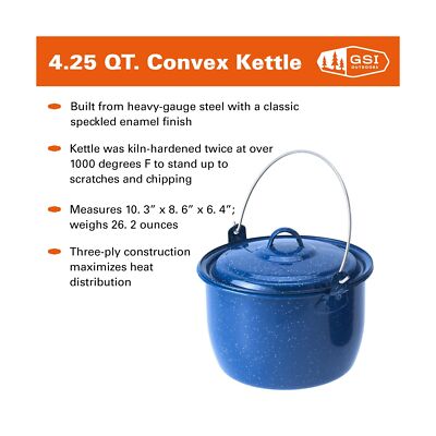 GSI Outdoors Convex Kettle for Soup, Stew, or Water Pot - Camping,  Enamelware... | eBay