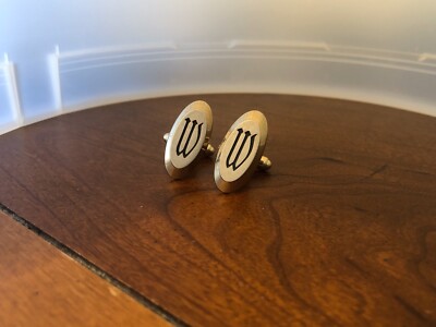 Boutons De Manchette Vintage Hickok USA - Monogramme 'W', Finition Argentée - Occasion