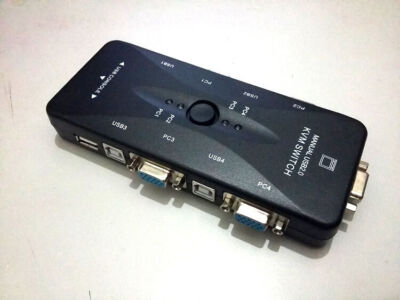 USB 2.0   VIDEO VGA KVM Switch Switchbox for Control 4 Computers PC 4-Port #D4