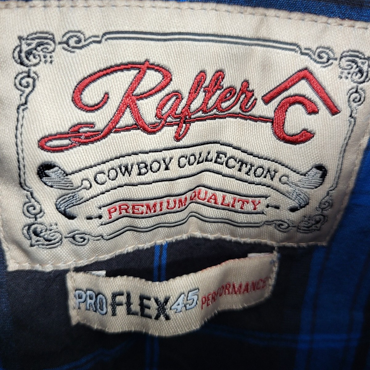 Rafter C Western Shirt Mens Medium Pro Flex 45 Plaid Pearl Snap Cowboy Rodeo View 5
