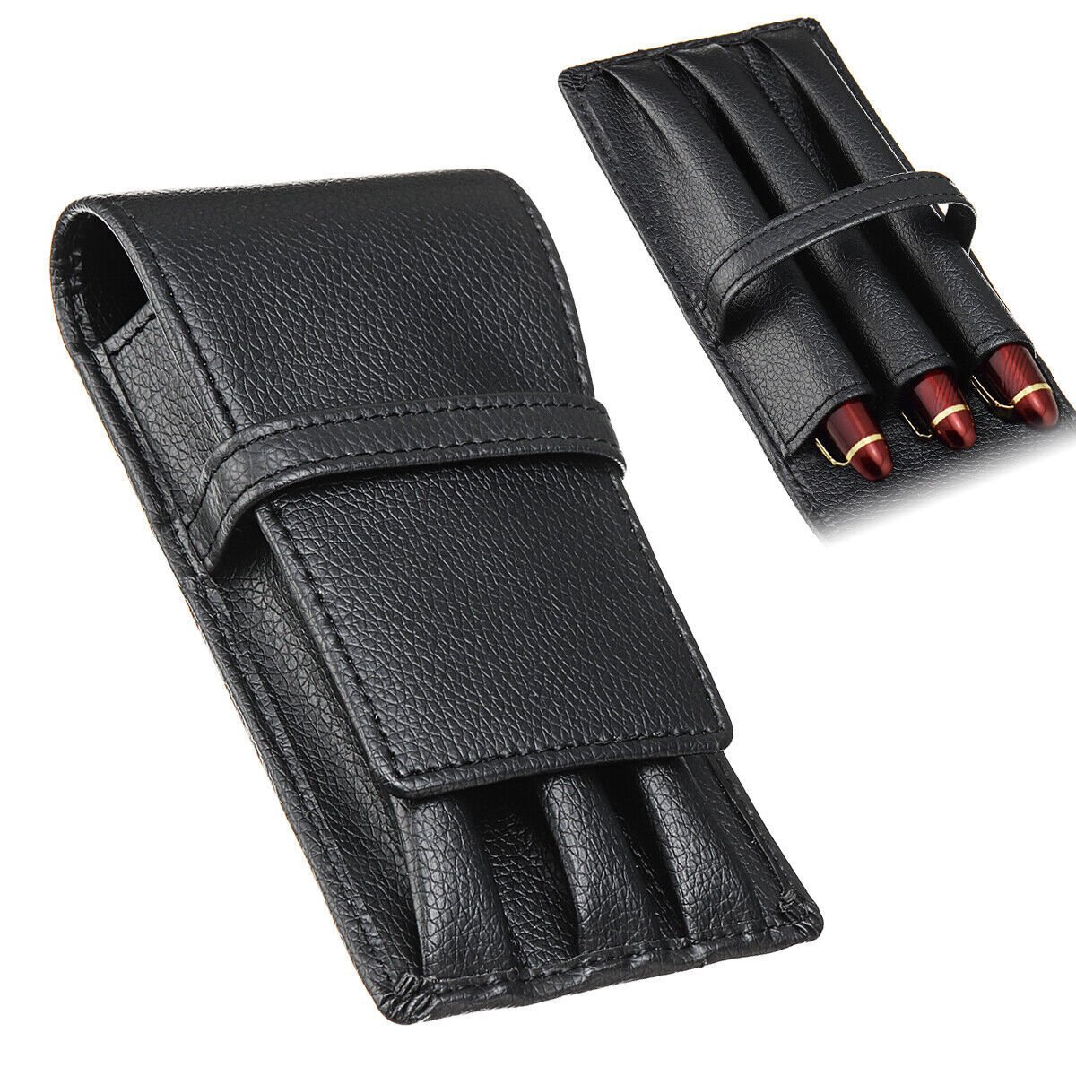 Pens Roller Storage Holder Gift Leather Fountain Pen Case Pouch Bag 3 Holes-image