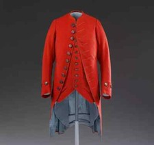 New Men 1770th Red Victorian Costume Wool Frock Style Coat