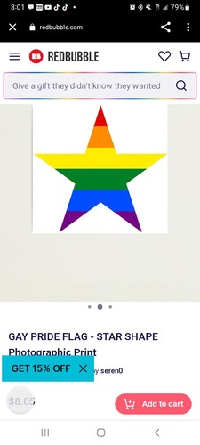 GAY PRIDE FLAG - STAR SHAPE Photographic Print - Picture 2 of 4