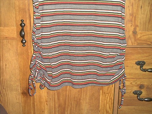 URBAN ROSE Striped Tunic Top 2 Side Ties Size 1X Lightweight Black Red Yellow - Picture 7 of 7