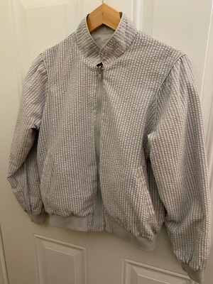Vintage Jacket Seersucker Carriage Court Zip Up Women's Size Small Gray