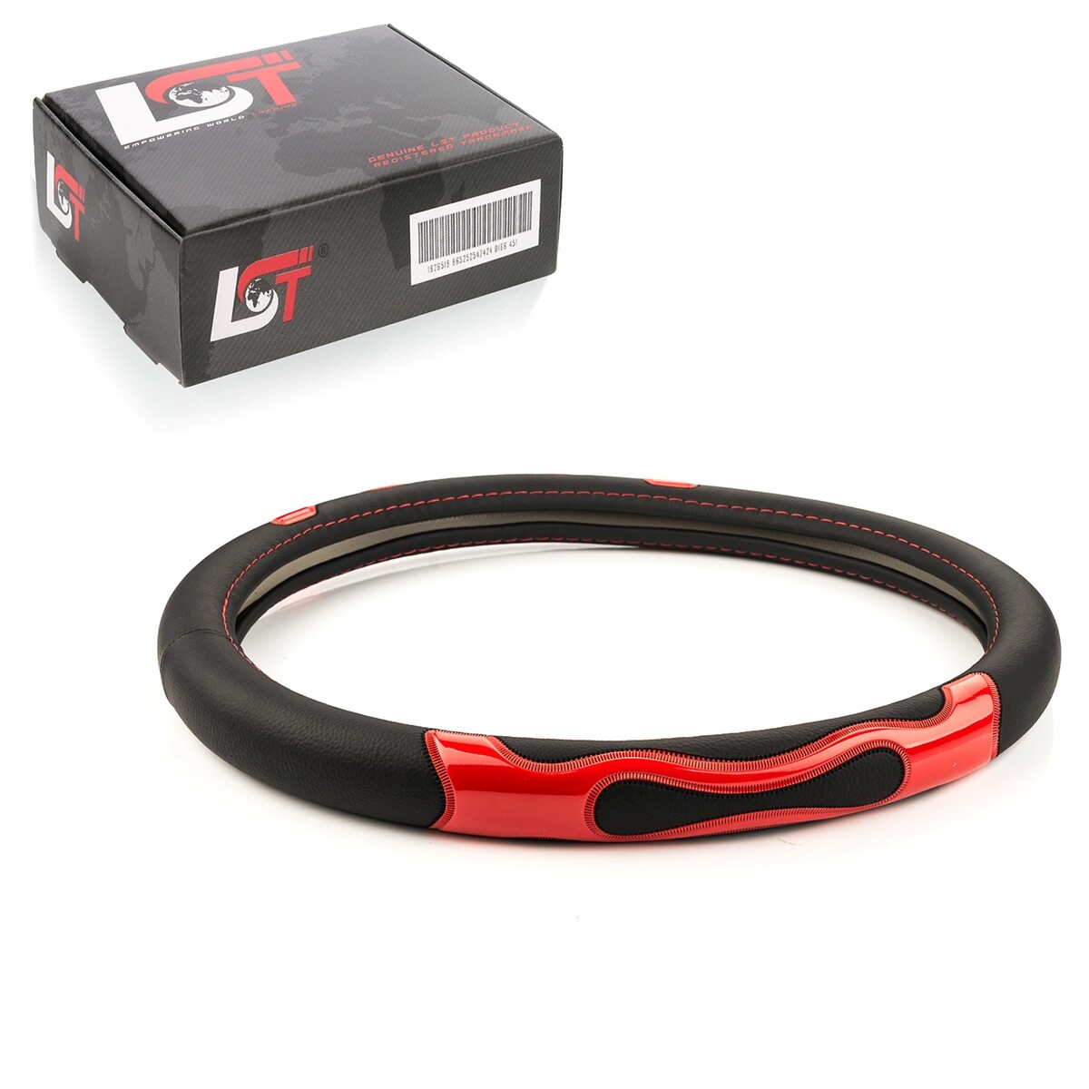 Steering Wheel Cover Ø 38x9 cm 15x3.5 Inches Black Red for LANCIA