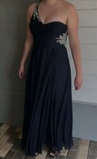 Xscape Gown Size 8P Navy Embellished One-Shoulder Dress