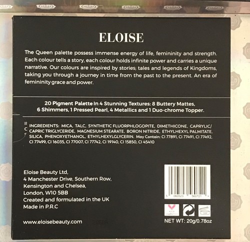 Eloise Beauty The Queen Eyeshadow Palette Assorted Shimmer Matte NEW - Picture 2 of 2