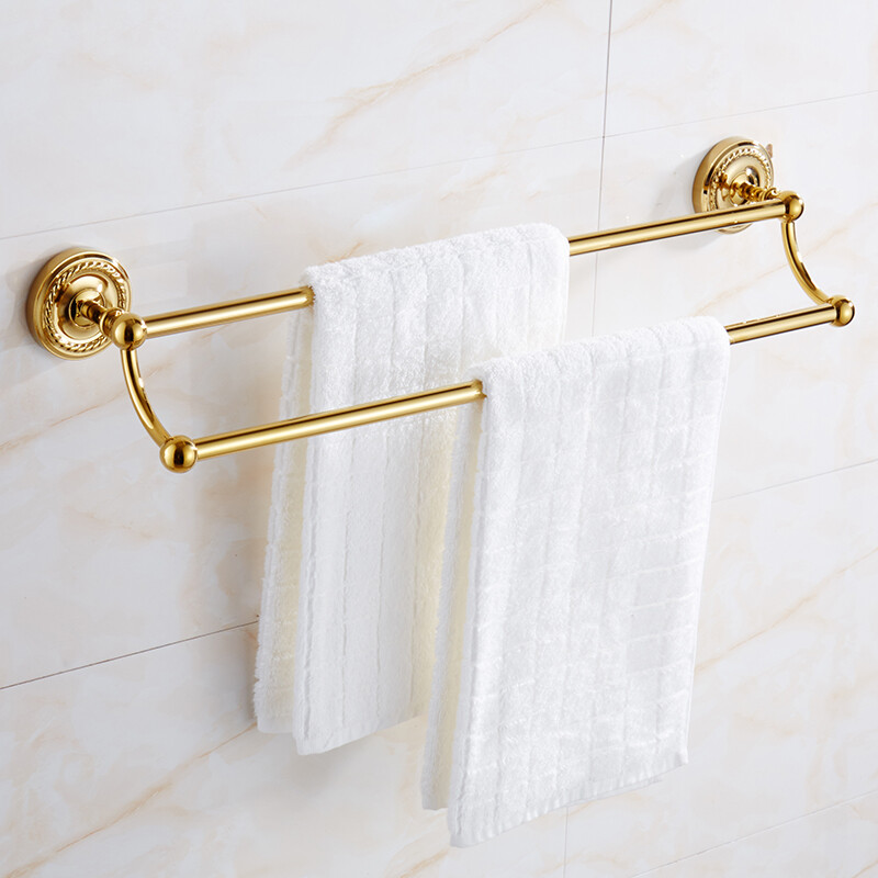 Luxury Polished Gold Bath Hardware Set Wall Mounted Towel Holder Rack