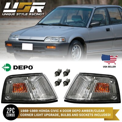DEPO Amber/Clear Corner Light For 4th Gen 1988-1989 Honda Civic 4D Sedan SH4 EF2