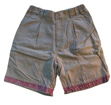 Vintage 90s High Waist Pleated Shorts Tribal Screen Print Hem Skater Gray Small