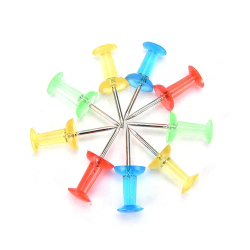 100x MultiColoured Translucent Assorted Push Pin Drawing Cork Board Office Decor