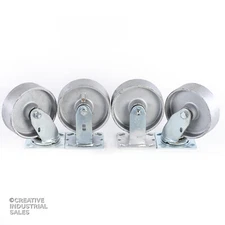 6" x 2" Swivel Casters / Rigid Steel Wheel 1200lb ea Heavy Duty - Tool Box