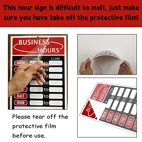 Offene Schilder, Geschäftszeiten Schild Kit, leuchtend rote und schwarze Farben, rot + schwarz - PVC - Bild 3 von 8