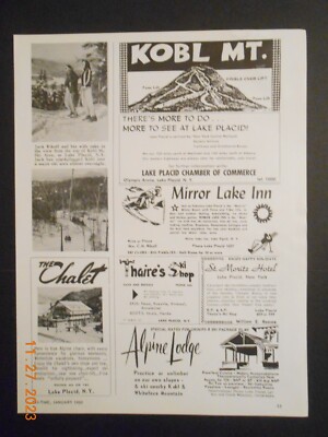 1959 Lake Placid Ski Resort NY AD Kobl MT downhill skiing hotel Inn Lodge Chalet