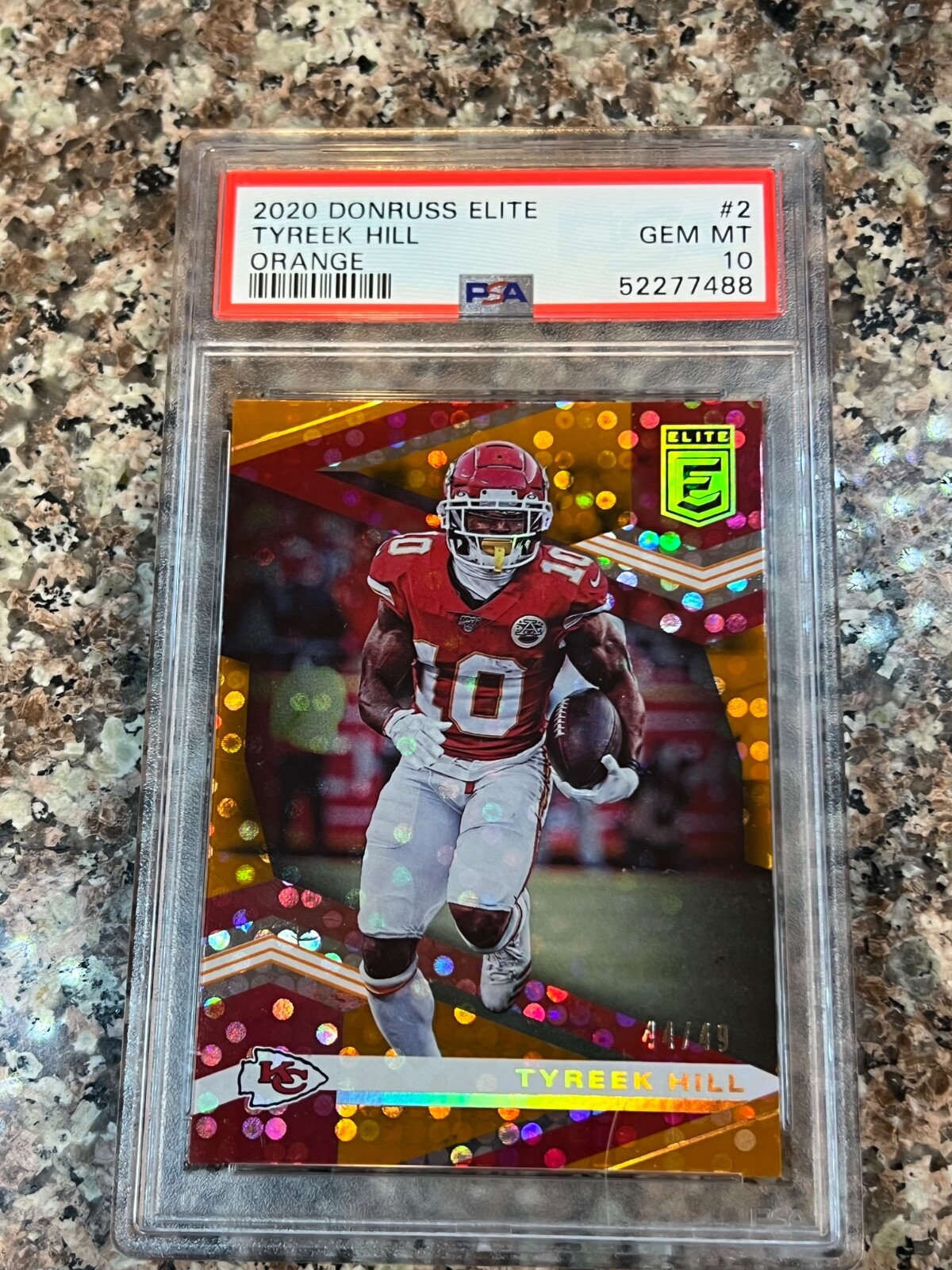 2020 Donruss Elite Tyreek Hill Orange SSP PSA 10 /49 Beautiful!! POP 2 view 12